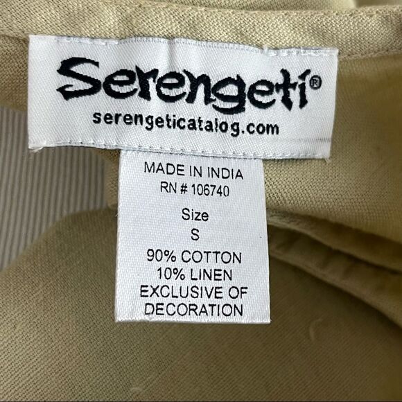 Serengeti Tan Linen Blend Embroidered Lagenlook Sleeveless Dress S - Picture 7 of 7